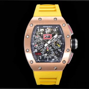 Richard Mille RM011 RG 45mm Black Dial Automatic Rubber 1:1 Clone Watch