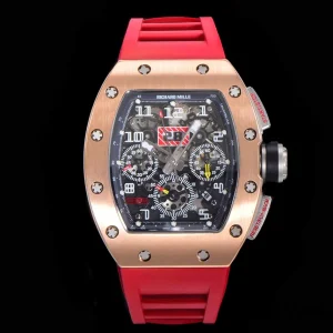 Richard Mille RM011 RG 45mm Schwarz Automatik Kautschukarmband 1:1 Clone Watch