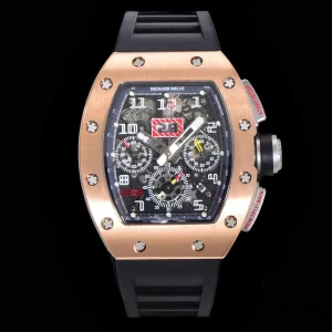 Richard Mille RM011 RG 45mm Schwarz Automatik Kautschukarmband 1:1 Clone Watch