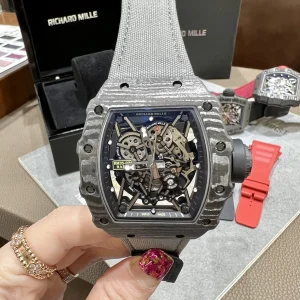 Richard Mille RM035 42mm Schwarz Skelett Schweizer Automatikwerk Kautschukarmband 1:1 Clone Watch