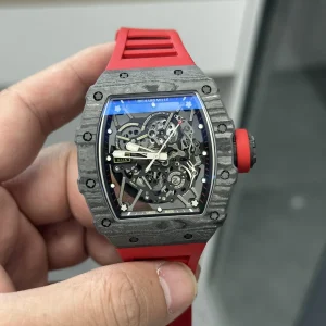 Richard Mille RM 035 Grey Carbon Blue Dial Automatic Rubber Strap 1:1 Clone Watch