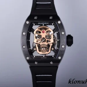 Richard Mille RM 052 Skull 42mm Black Dial Automatic Rubber Band 1:1 Clone Watch