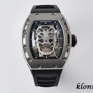 Richard Mille RM052 Skull 42mm Blau Schweizer Automatikwerk Kautschukarmband 1:1 Clone Watch