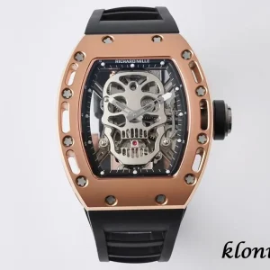 Richard Mille RM 052 Skull 45mm Black Dial Swiss Automatic Kautschukarmband 1:1 Clone Watch