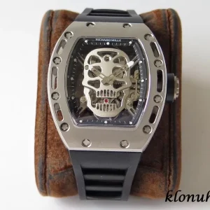 Richard Mille RM 052 Skull 45mm Black Dial Automatic Kautschukarmband 1:1 Clone Watch