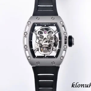 Richard Mille RM 052 Skull 42mm White Dial Automatic Kautschukarmband 1:1 Clone Watch