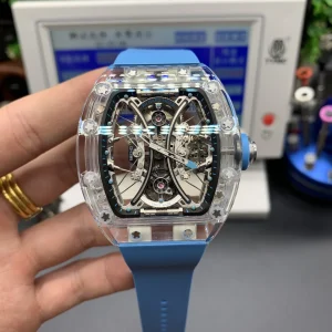 Richard Mille RM053-02 45mm Blaue Zifferblatt Automatik Kautschukarmband 1:1 Clone Watch