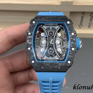 Richard Mille RM053 45mm Skeleton Blue Rubber Swiss Automatic 1:1 Clone Watch