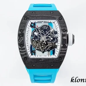Richard Mille RM055 45mm Skeleton Blue Rubber Swiss Automatic 1:1 Clone Watch