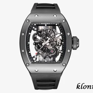 Richard Mille RM 055 49.90x42.70mm Schwarz Automatikwerk Kautschukarmband 1:1 Clone Watch