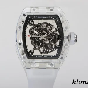 Richard Mille RM055 43mm Schwarz Skelett Automatik Kautschukarmband 1:1 Clone Watch