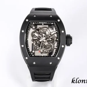 Richard Mille RM 055 49.90x42.70mm Skeleton Black Swiss Automatic Kautschukarmband 1:1 Clone Watch