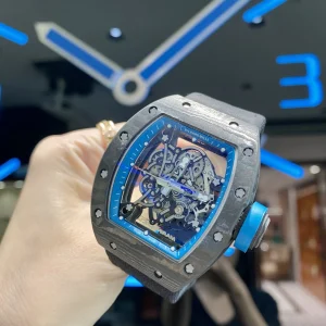 Richard Mille RM055 45mm Skeleton Blue Swiss Automatic Kautschukarmband 1:1 Clone Watch