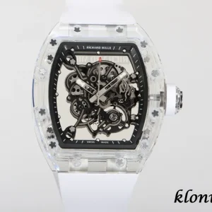 Richard Mille RM055 43mm Schwarz Skelett Automatik Kautschukarmband 1:1 Clone Watch