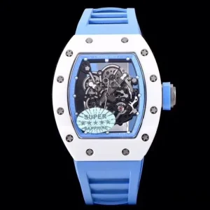 Richard Mille RM055 45mm Blaues Zifferblatt Automatikwerk Kautschukarmband 1:1 Clone Watch