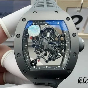 Richard Mille RM055 42mm Blaue Zifferblatt Automatikwerk Kautschukarmband 1:1 Clone Watch