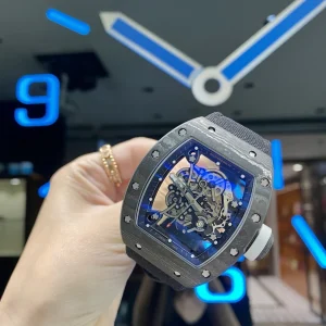 Richard Mille RM 055 45mm Blaue Zifferblatt Automatikwerk Metallarmband 1:1 Clone Watch
