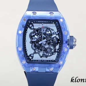 Richard Mille RM055 Blue Sapphire Skeleton Swiss Automatic Kautschukarmband 1:1 Clone Watch