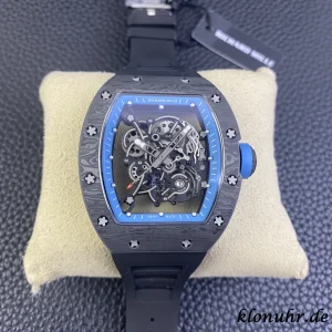Richard Mille RM055 45mm Skelettblau Schweizer Automatikwerk Kautschukarmband 1:1 Clone Watch