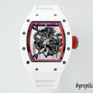 Richard Mille RM055 45mm White Skeleton Swiss Automatic Kautschukarmband 1:1 Clone Watch