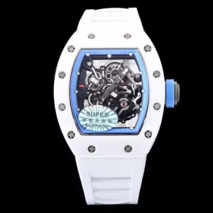 Richard Mille RM055 45mm White Zifferblatt Automatik Kautschukarmband 1:1 Clone Watch