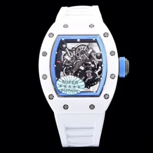 Richard Mille RM055 45mm White Zifferblatt Automatik Kautschukarmband 1:1 Clone Watch