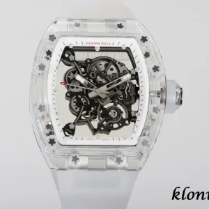 Richard Mille RM055 43mm White Skeleton Swiss Automatic Kautschukarmband 1:1 Clone Watch