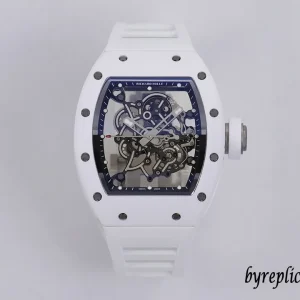 Richard Mille RM-055 49mm White Skeleton Swiss Automatic Kautschukarmband 1:1 Clone Watch
