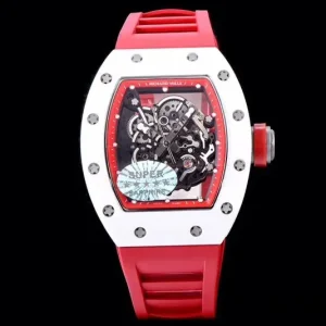 Richard Mille RM055 White Ceramic Red Rubber Swiss Automatic 1:1 Clone Watch