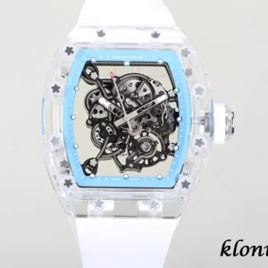 Richard Mille RM055 43mm Transparent Blue Swiss Automatic Kautschukarmband 1:1 Clone Watch