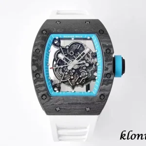 Richard Mille RM055 Abu Dhabi Yas Marina 45mm Skelettblau Schweizer Automatikwerk Kautschukarmband 1:1 Clone Watch