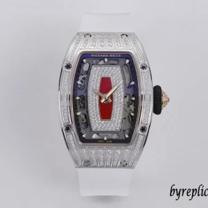 Richard Mille RM07-1 45mm Rot Zifferblatt Automatik Kautschukarmband 1:1 Clone Watch