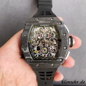Richard Mille RM11-03 Forged Carbon 45mm White Dial Swiss Automatic Kautschukarmband 1:1 Clone Watch