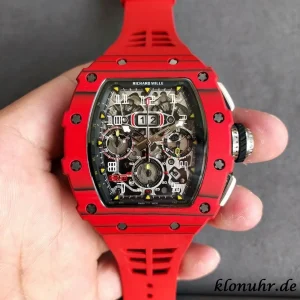 Richard Mille RM 011-03 Red Zifferblatt Automatik Kautschukarmband 1:1 Clone Watch