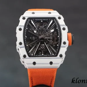 Richard Mille RM12-01 42mm Schwarz Skelett Automatik Kautschukarmband 1:1 Clone Watch