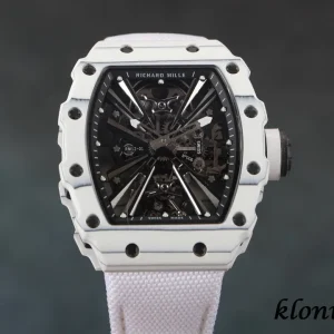 Richard Mille RM12-01 42mm Schwarz Skelett Schweizer Automatikwerk Kautschukarmband 1:1 Clone Watch