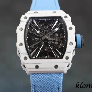 Richard Mille RM12-01 42mm Schwarz Skelett Automatik Kautschukarmband 1:1 Clone Watch