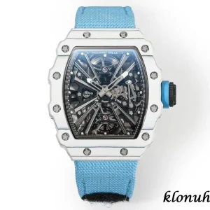 Richard Mille RM12-01 42mm Schwarz Skelett Automatik Kautschukarmband 1:1 Clone Watch