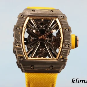 Richard Mille RM12-01 45mm Schwarz Skelettisiertes Zifferblatt Schweizer Automatikwerk Kautschukarmband 1:1 Clone Watch