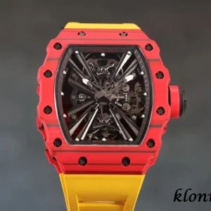 Richard Mille RM12-01 42mm Schwarz Skelett Schweizer Automatikwerk Kautschukarmband 1:1 Clone Watch