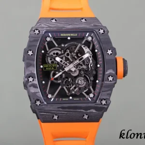 Richard Mille RM35-01 49.94mm Schwarz Schweizer Automatikwerk Kautschukarmband 1:1 Clone Watch