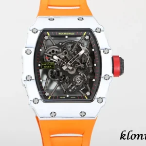Richard Mille RM35-01 49.94mm Schwarz Skelett Automatik Kautschukarmband 1:1 Clone Watch