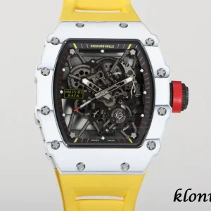 Richard Mille RM35-01 49.94mm Schwarz Skelett Automatik Kautschukarmband 1:1 Clone Watch