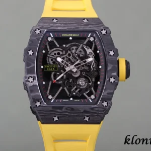 Richard Mille RM35-01 49.94mm Schwarz Schweizer Automatikwerk Kautschukarmband 1:1 Clone Watch