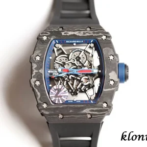 Richard Mille RM35-02 45mm Blaues Zifferblatt Automatik Kautschukarmband 1:1 Clone Watch