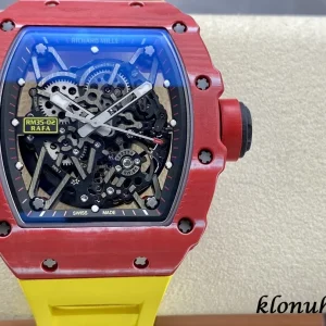 Richard Mille RM35-02 Rafa 45mm Black Skeleton Swiss Automatic Kautschukarmband 1:1 Clone Watch