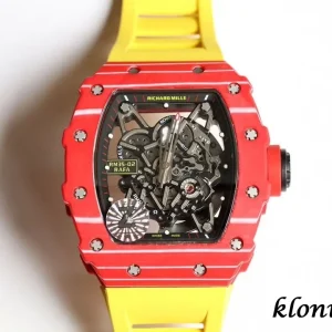 Richard Mille RM35-02 Rafael Nadal 45mm Schwarz Automatik Kautschukarmband 1:1 Clone Watch
