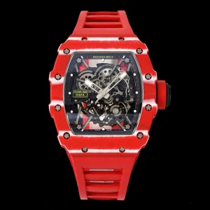 Richard Mille RM35-02 45mm Red Skeleton Swiss Automatic Kautschukarmband 1:1 Clone Watch