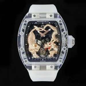 Richard Mille RM 51-01 Dragon Tiger 42mm Schwarzes Zifferblatt Automatik Metallarmband 1:1 Clone Watch