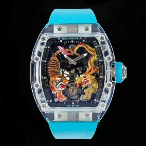 Richard Mille RM 51-01 Dragon Tiger 42mm Black Dial Swiss Automatic Kautschukarmband 1:1 Clone Watch